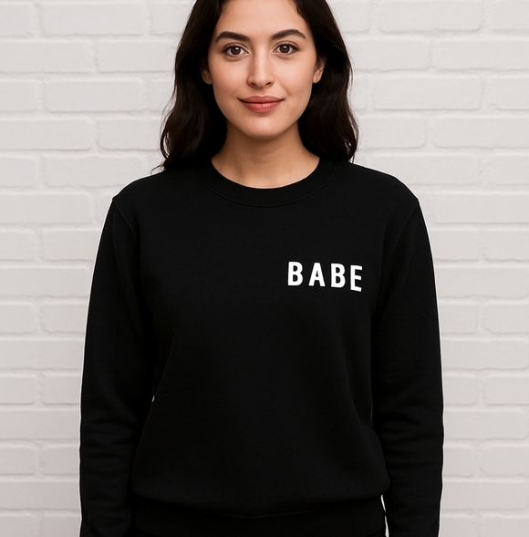 BABE black crew neck pullover Small Crewneck Sweatshirt - Picture 12 of 12
